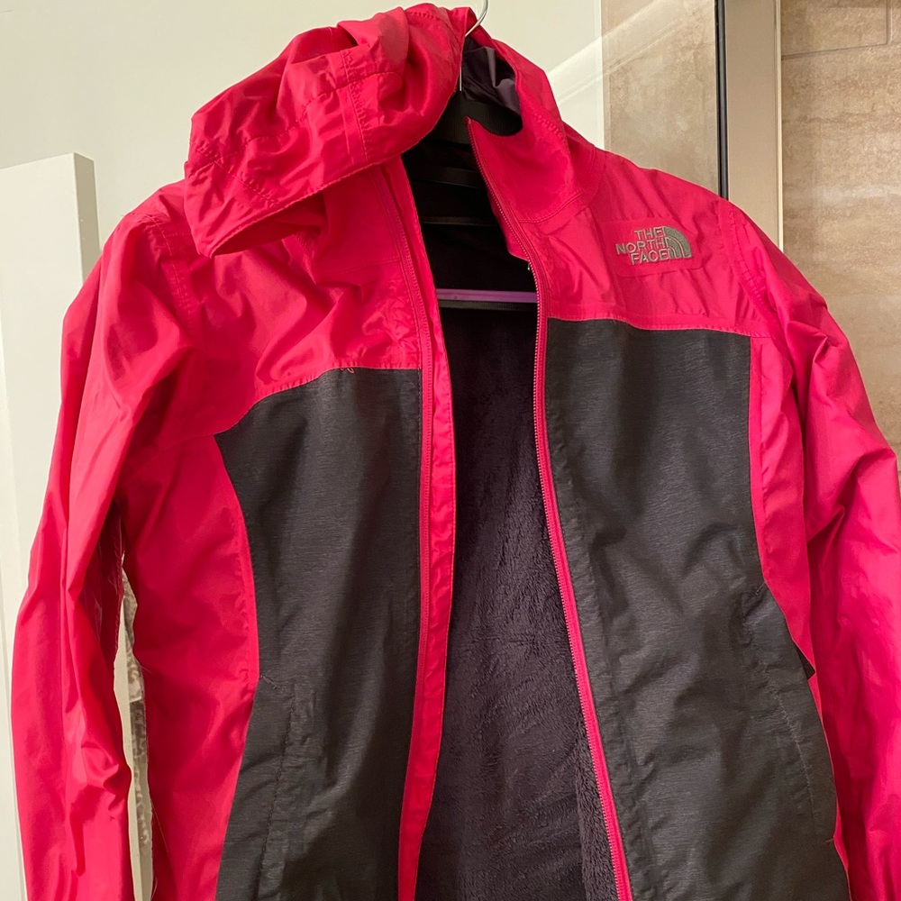 North Face Girls Jacket 7/8 pink and grey